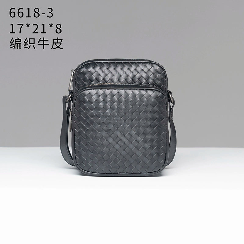 X&BV男包单肩包真皮休闲商务编织潮男时尚小背包迷你斜挎包男竖款