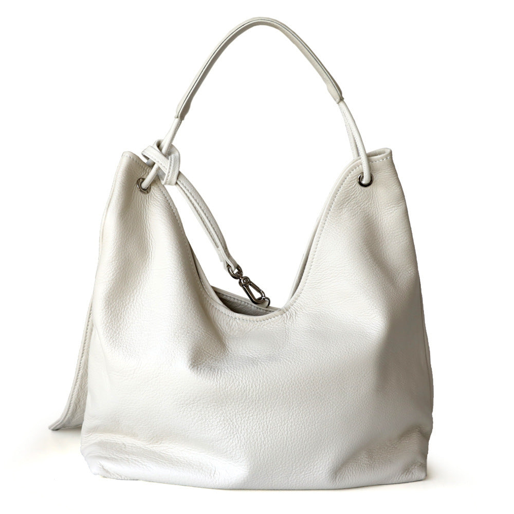 韩版潮慵懒简约头层牛皮大容量腋下包柔软通勤百搭休闲托特包代发