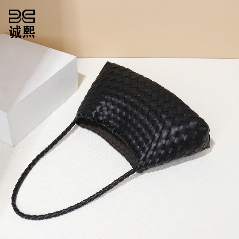 源头工厂直播爆款单肩女包时尚编织包包百搭腋下包复古子母手提包