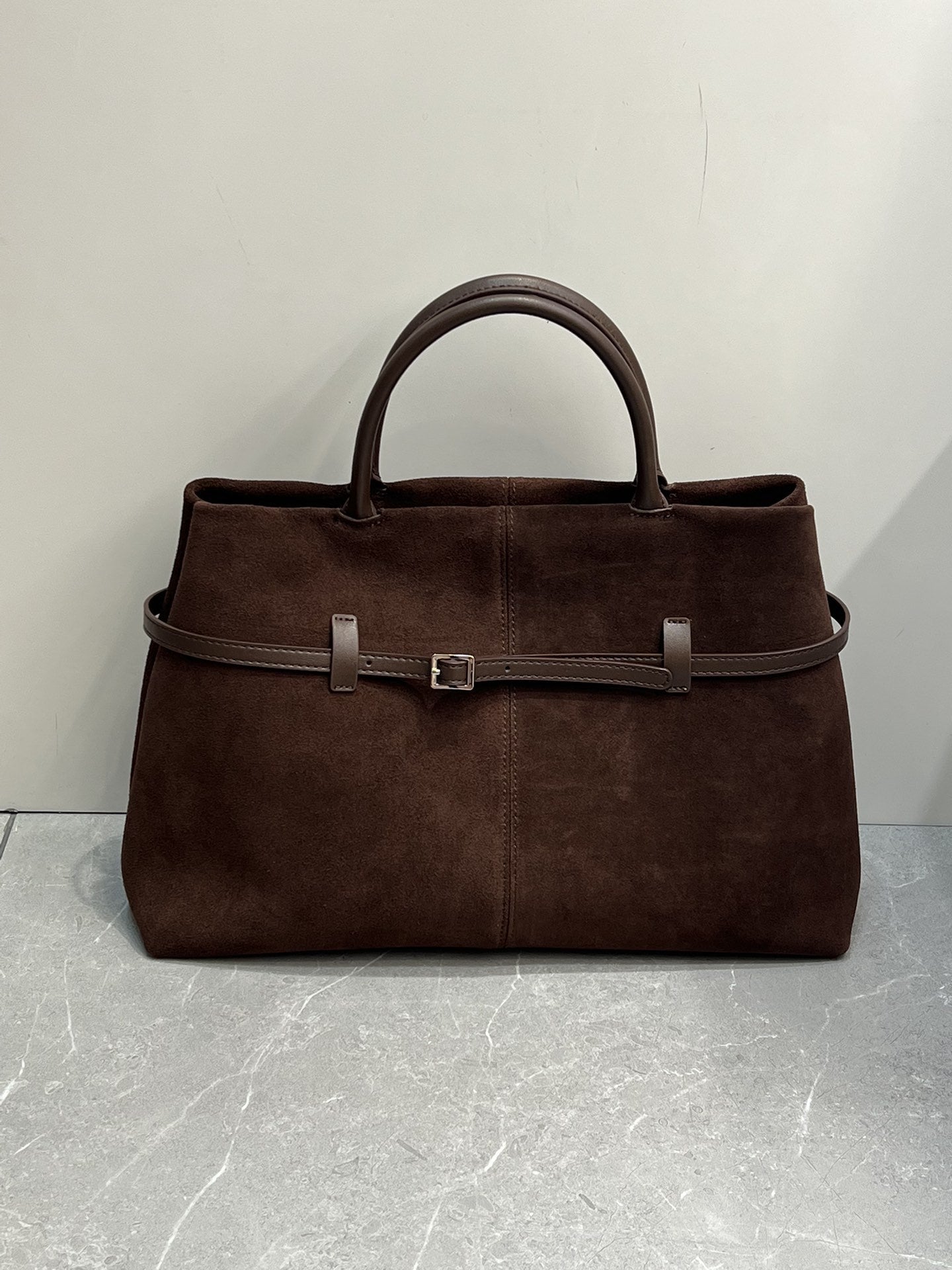 女包中古麂皮大容量托特包保龄球包牛皮通勤公文包腋下手提斜挎包