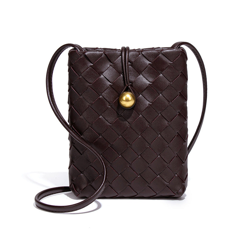 时尚迷你竖款编织手机包复古百搭斜挎零钱包小众质感潮流单肩女包