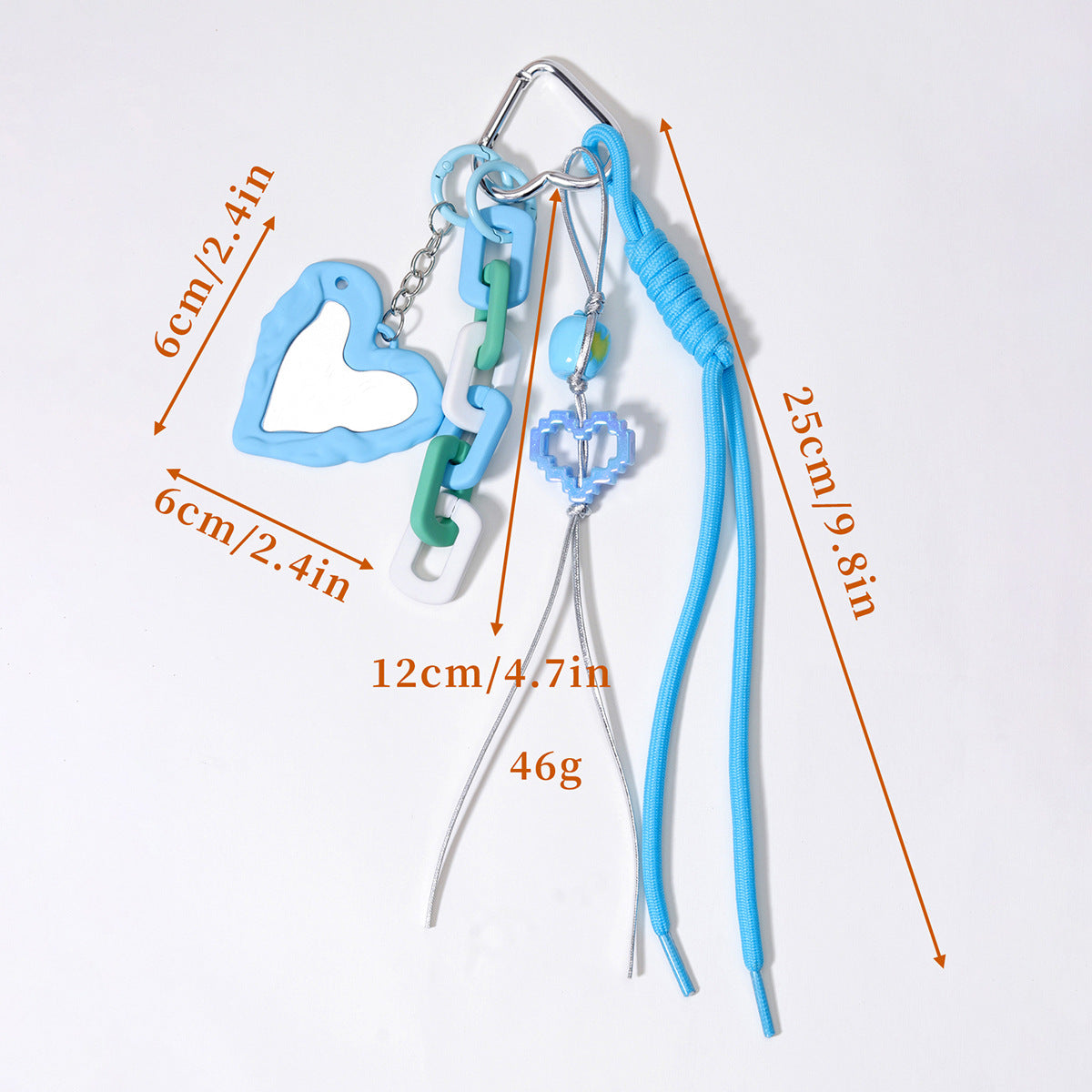 企业文化礼品磨砂亚克力链条镜子挂件苹果串珠桃心亚克力包包挂件