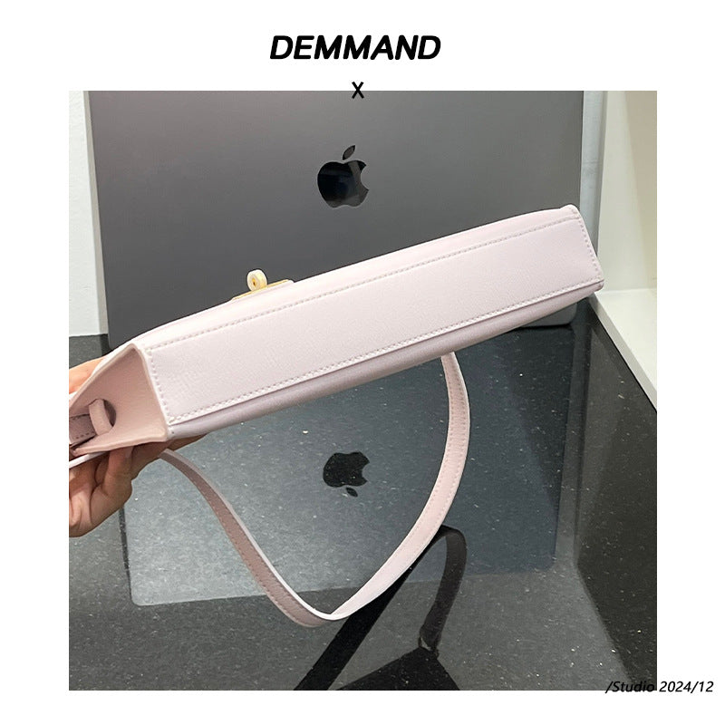 真皮牛皮凯莉包包女百搭单肩腋下包高级感2024新款复古手提法棍包