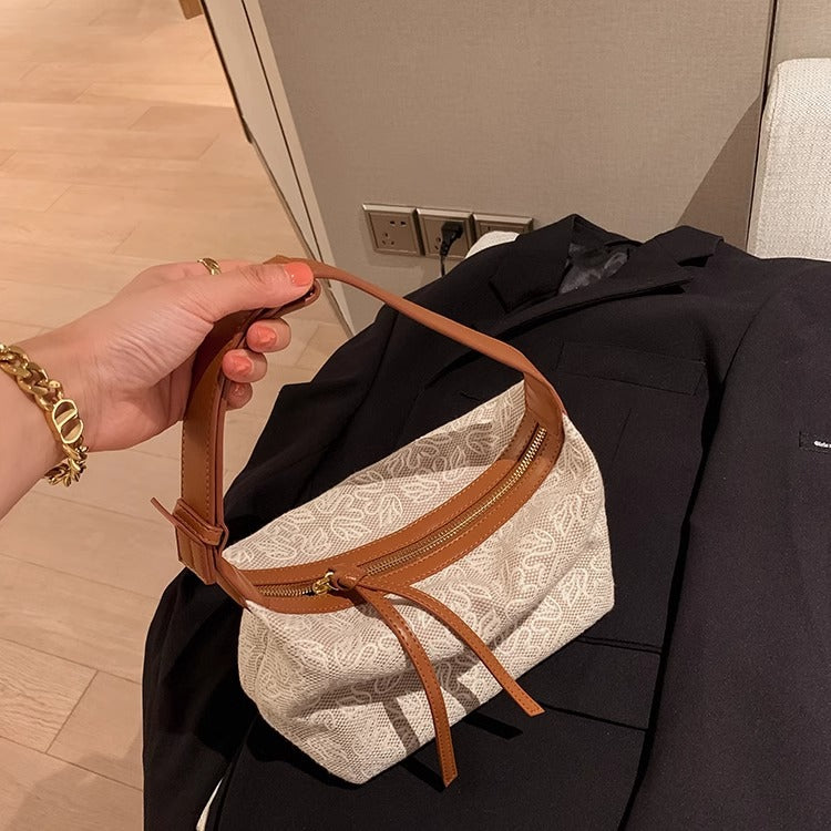 罗家时尚天鹅刺绣医生包包2023秋冬款女包帆布单肩手提休闲秋腋下