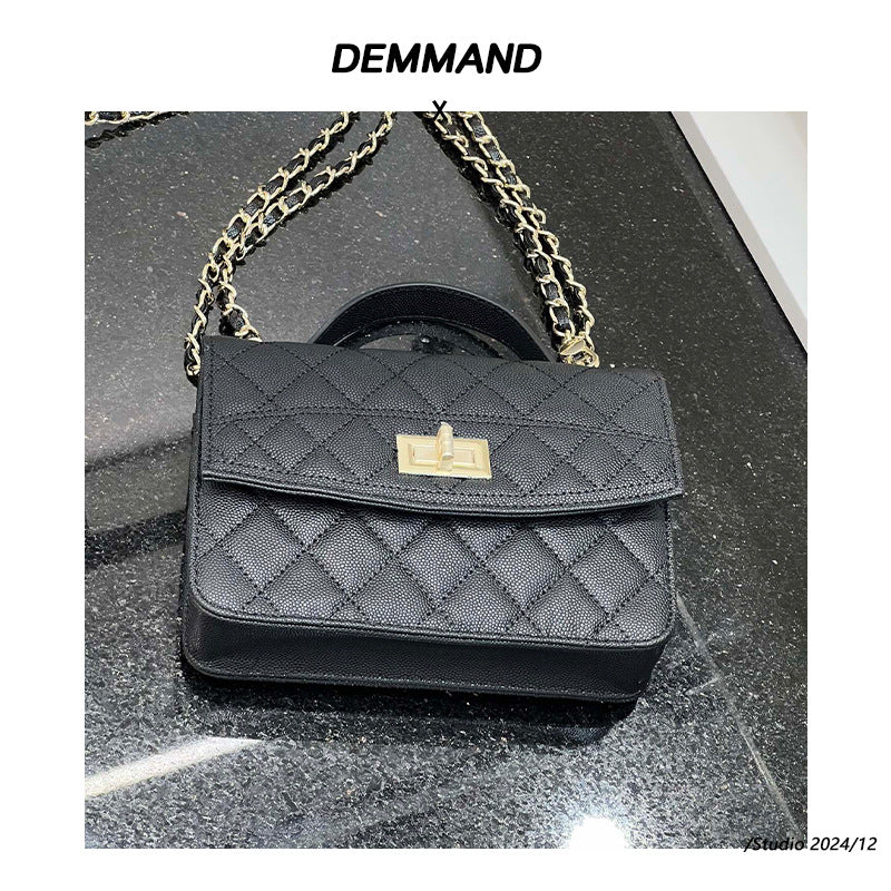 2025C新款真皮小香风鱼子酱菱格双肩背包时尚百搭三用单肩斜挎包