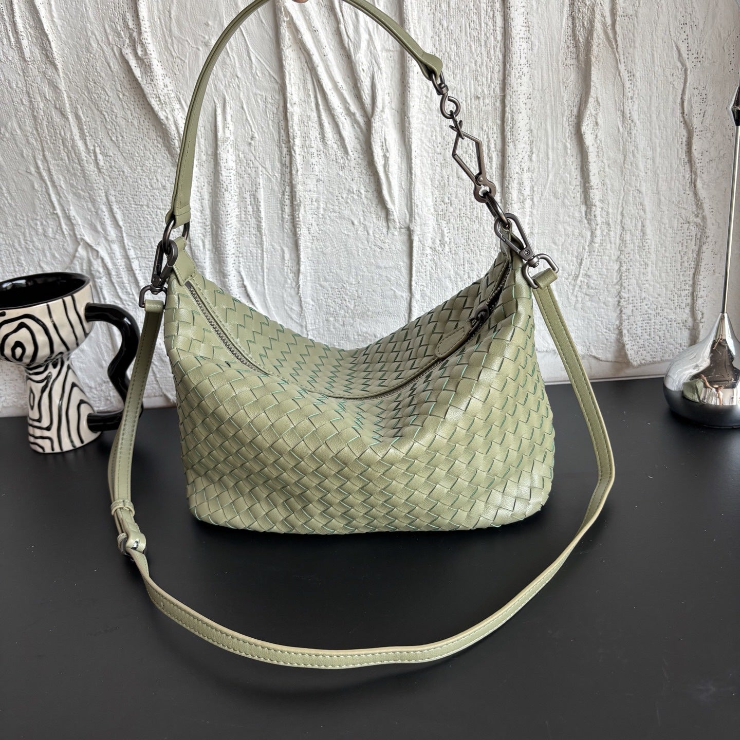 羊皮编织饭盒包饺子包遛狗包慵懒风双肩带腋下包手挽手提斜挎女包