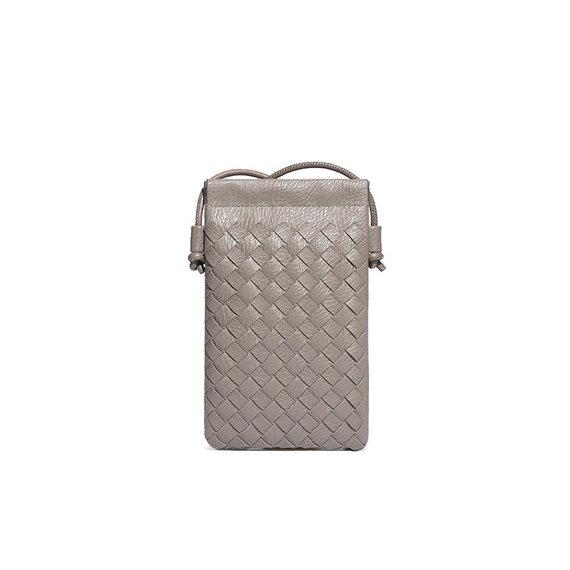 工厂直销竖款手机小方包时尚手工编织包包迷你可爱纯色单肩斜挎包