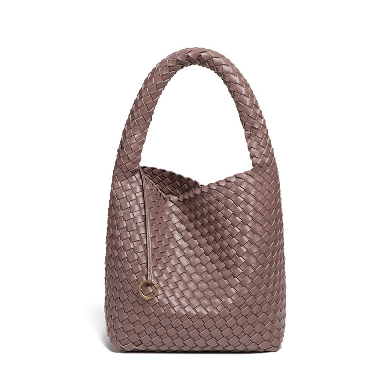 2025亚马逊新款手提编织女包大容量高级感托特包休闲百搭子母包包