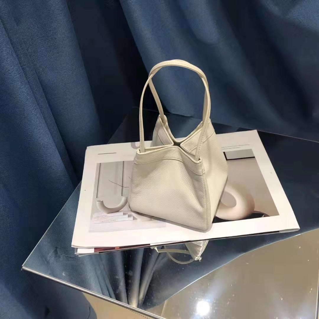 新中式国风晕染菜篮子包牛皮绸缎锦囊包手提包女单肩斜挎包水桶包