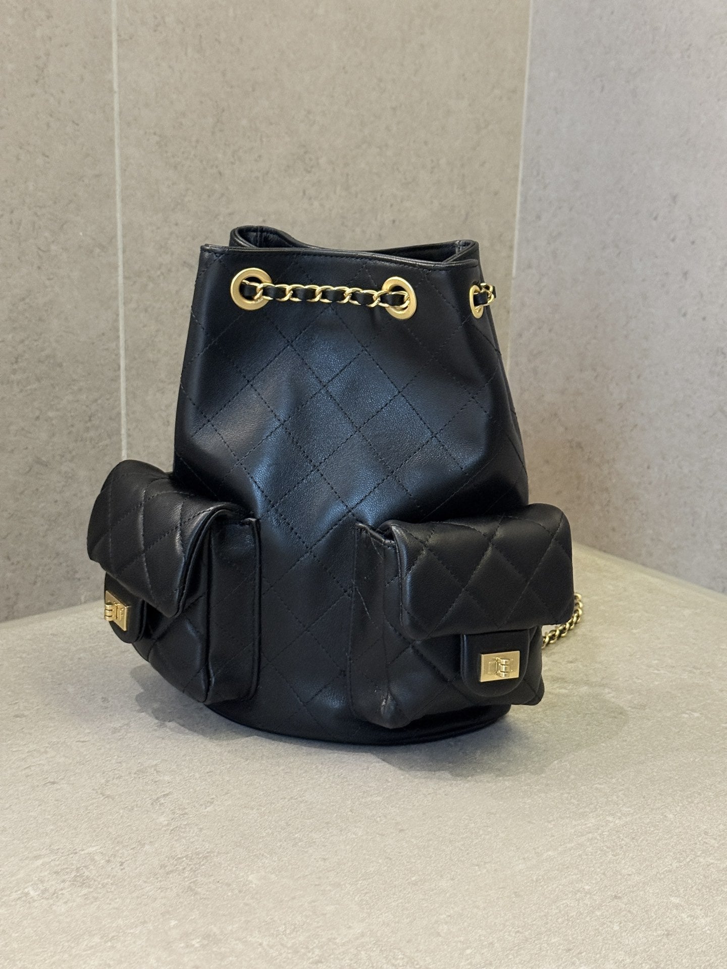 复古双肩包包2025新款抽带菱格手提包小书包女包单肩包包