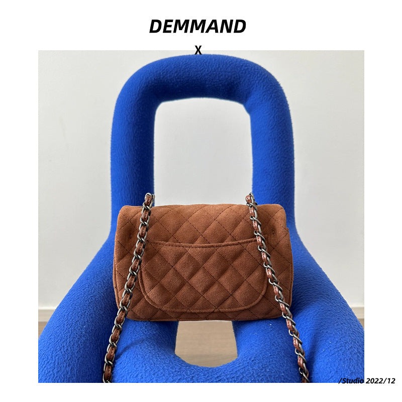 2023秋冬新款高级感复古锁扣车载线菱格链条单肩腋下包斜挎包潮女