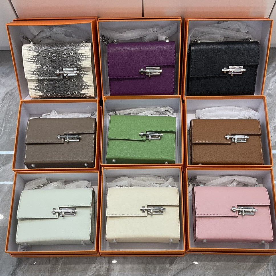 高品质 蜥蜴纹牛皮链条迷你插销包 时髦好搭配气质小方包一件代发