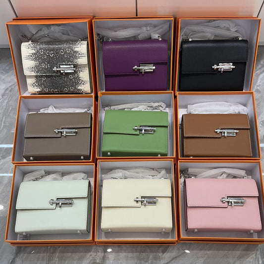 高品质 蜥蜴纹牛皮链条迷你插销包 时髦好搭配气质小方包一件代发