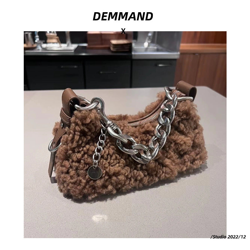 包包女士2023新款秋冬羊羔毛腋下链条包高级感时尚百搭单肩斜挎包