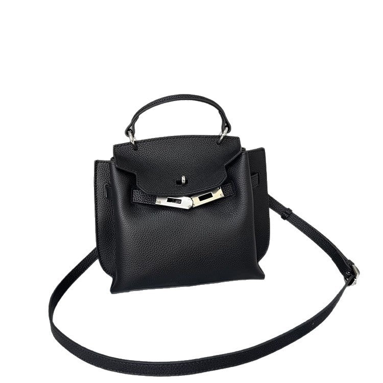 2025新款真皮凯莉包欧美时尚小众头层牛皮女包轻奢气质单肩斜挎包