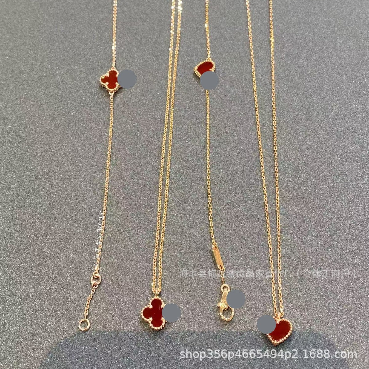 梵家高版桃心红玉髓项链小红心锁骨链时尚小而精致高品质厂家直销