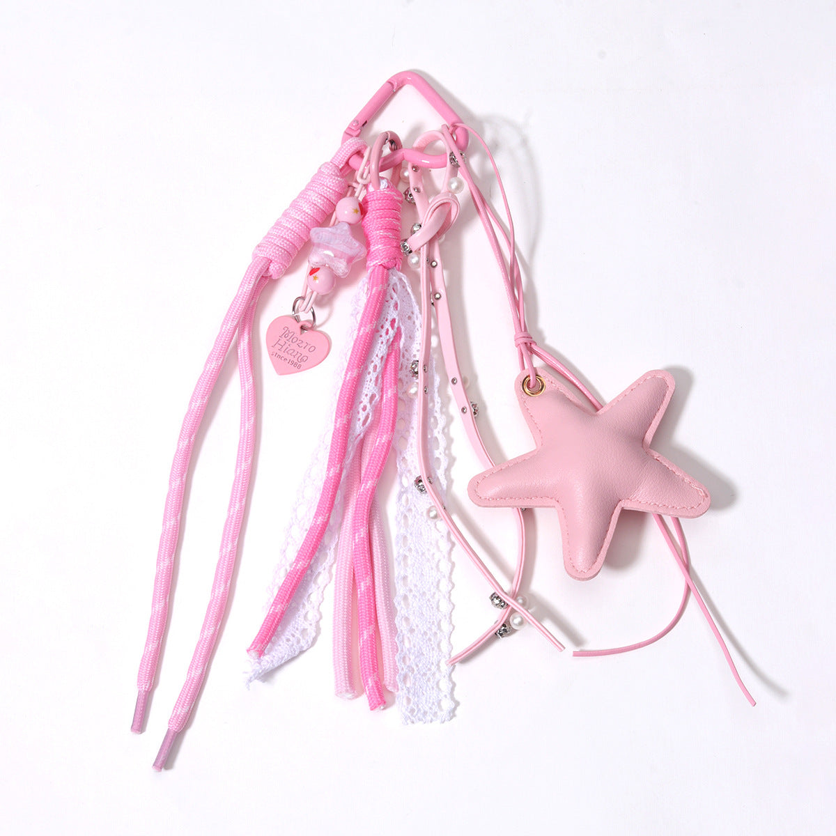 跨境热销立体油画韩国胶串珠包包挂件皮五角星百搭挂饰钥匙扣皮绳