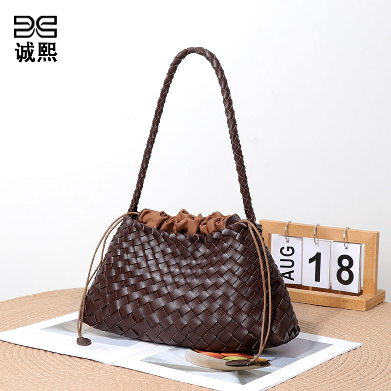 源头工厂直播爆款单肩女包时尚编织包包百搭腋下包复古子母手提包