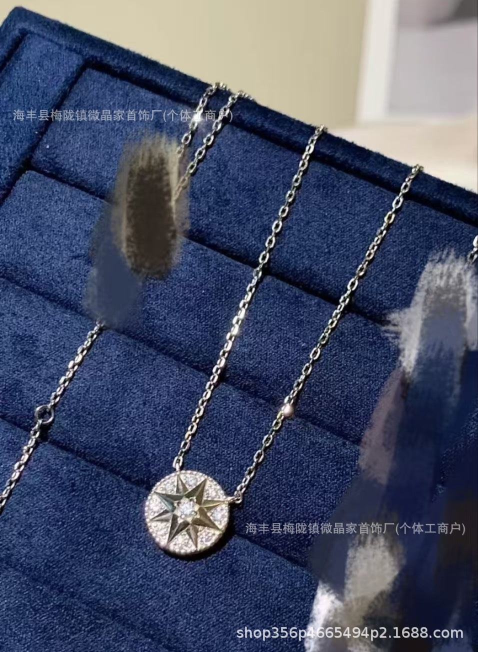 D家高版本新款满钻罗盘项链白贝母八芒星幸运罗盘项链厂家直销
