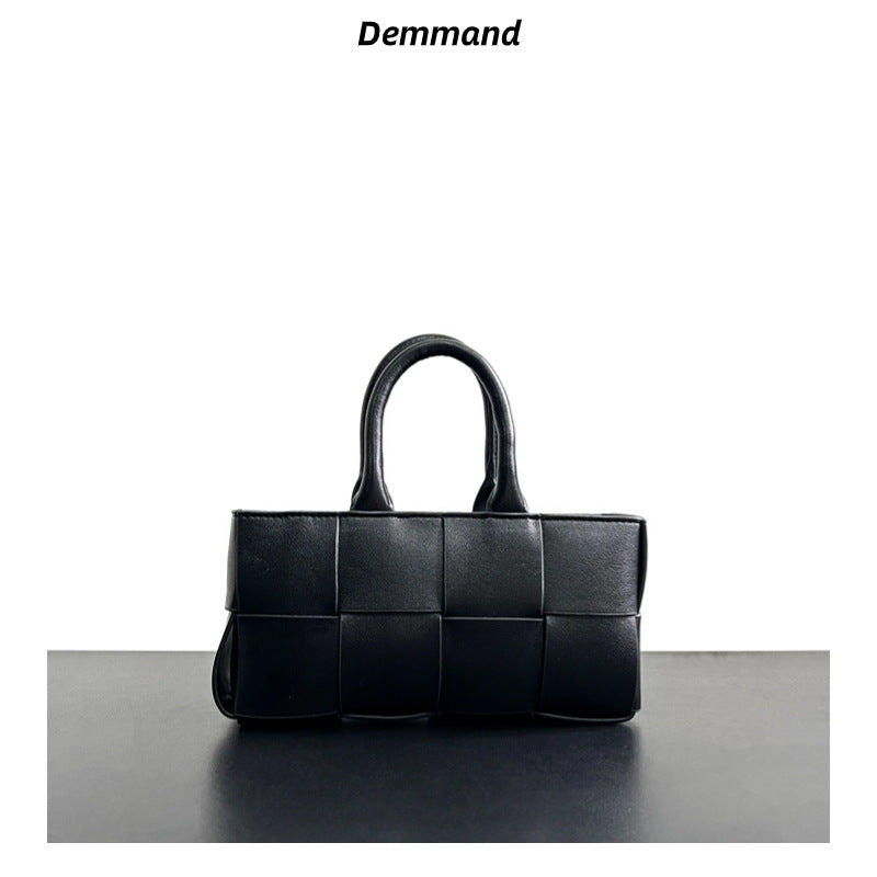2023新款原创小众托特包大容量女包真皮编织手提包简约通勤质感包
