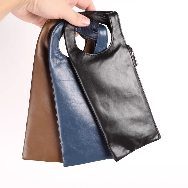 手工真皮横款钱包 植鞣头层牛皮手拎手拿包小手包男女款一件代发