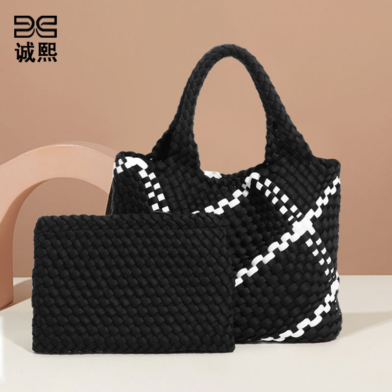 休闲大容量手工编织包复古网红同款手提托特包质感流行子母腋下包