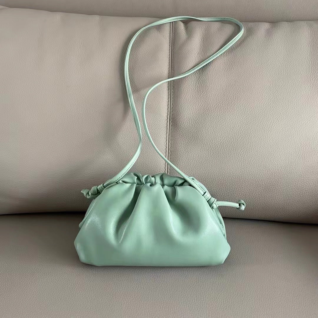 包包女皱褶饺子包真皮云朵包牛皮编织单肩斜挎包阿希歌同款时尚