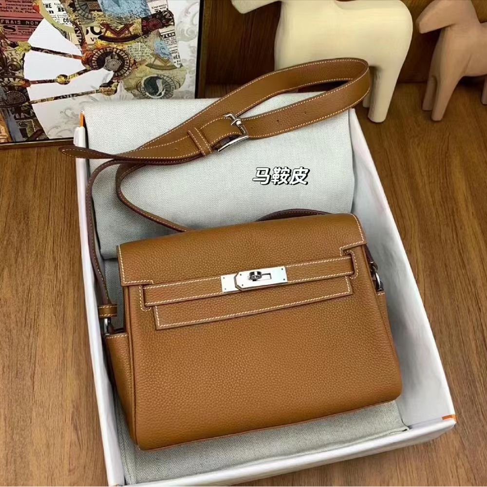 凯丽messenger邮差头层togo牛皮包百搭复古高级感单肩斜挎马鞍包