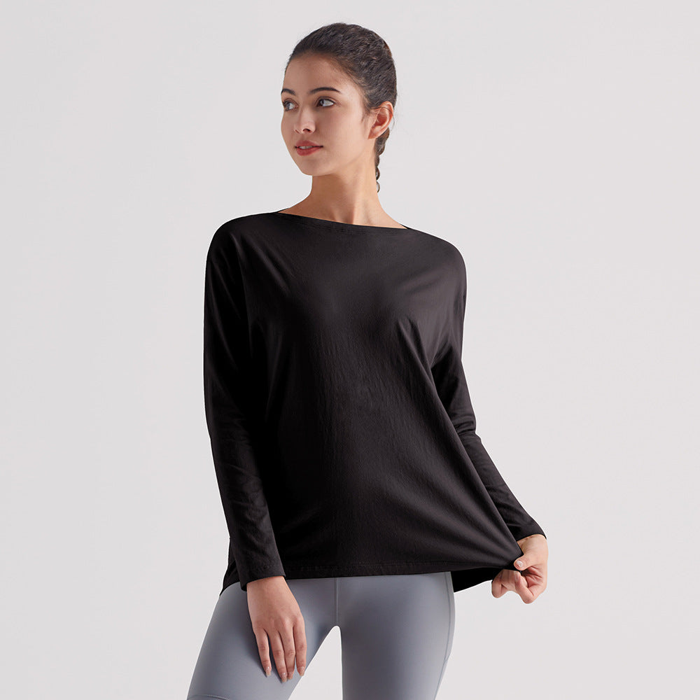 宽松运动上衣女透气速干健身短袖T恤防晒瑜伽服龟背长袖休闲罩衫