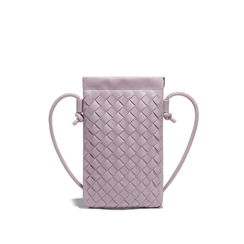 简约时尚新款迷你手机包手工编织包潮流复古小零钱包单肩斜挎女包