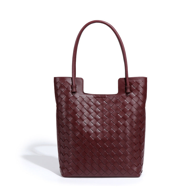 托特包2025春夏新款女包时尚编织包高级感超软皮单肩手提真皮包包