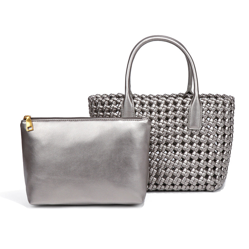 新款小众手提菜篮子女包个性风车结手工编织包复古休闲百搭子母包