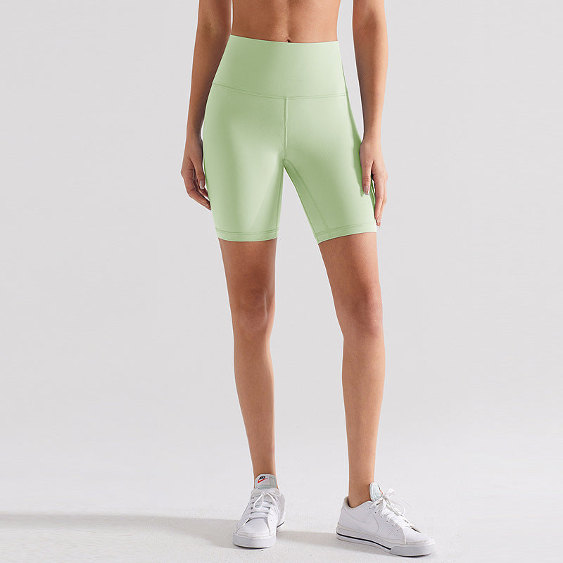裸感lulu瑜伽短裤女高腰户外骑行健身裤短裤磨毛五分运动紧身裤