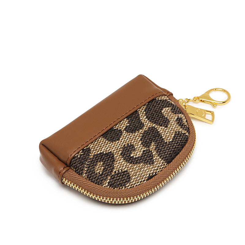 2025秋冬季口红零钱包批发欧美复古豹纹贝壳包小众精致迷你硬币包