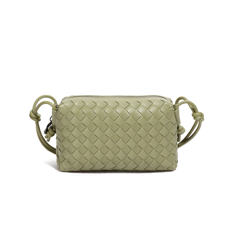 时尚跨境新品手工编织包包简约潮流单肩斜挎女包黑白棋盘格小方包