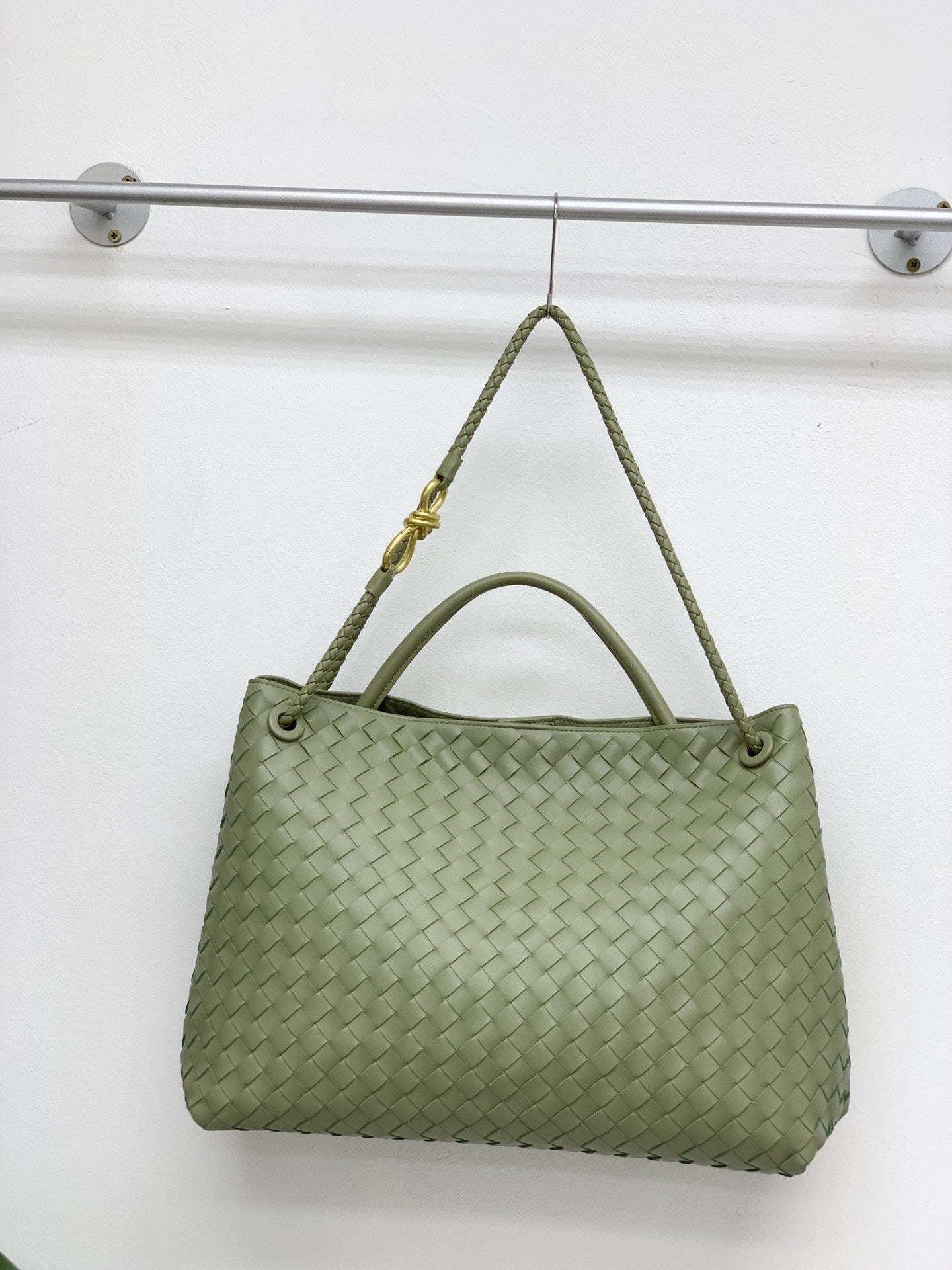 真皮编织包金属绳扣手提包牛皮单肩斜挎包大容量时尚托特包秋冬新