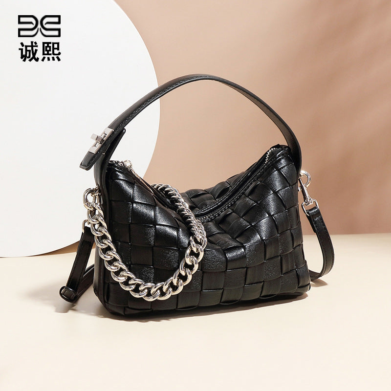 夏季新款软面小巧手提饭盒包时尚百搭编织包包质感流行单肩斜挎包