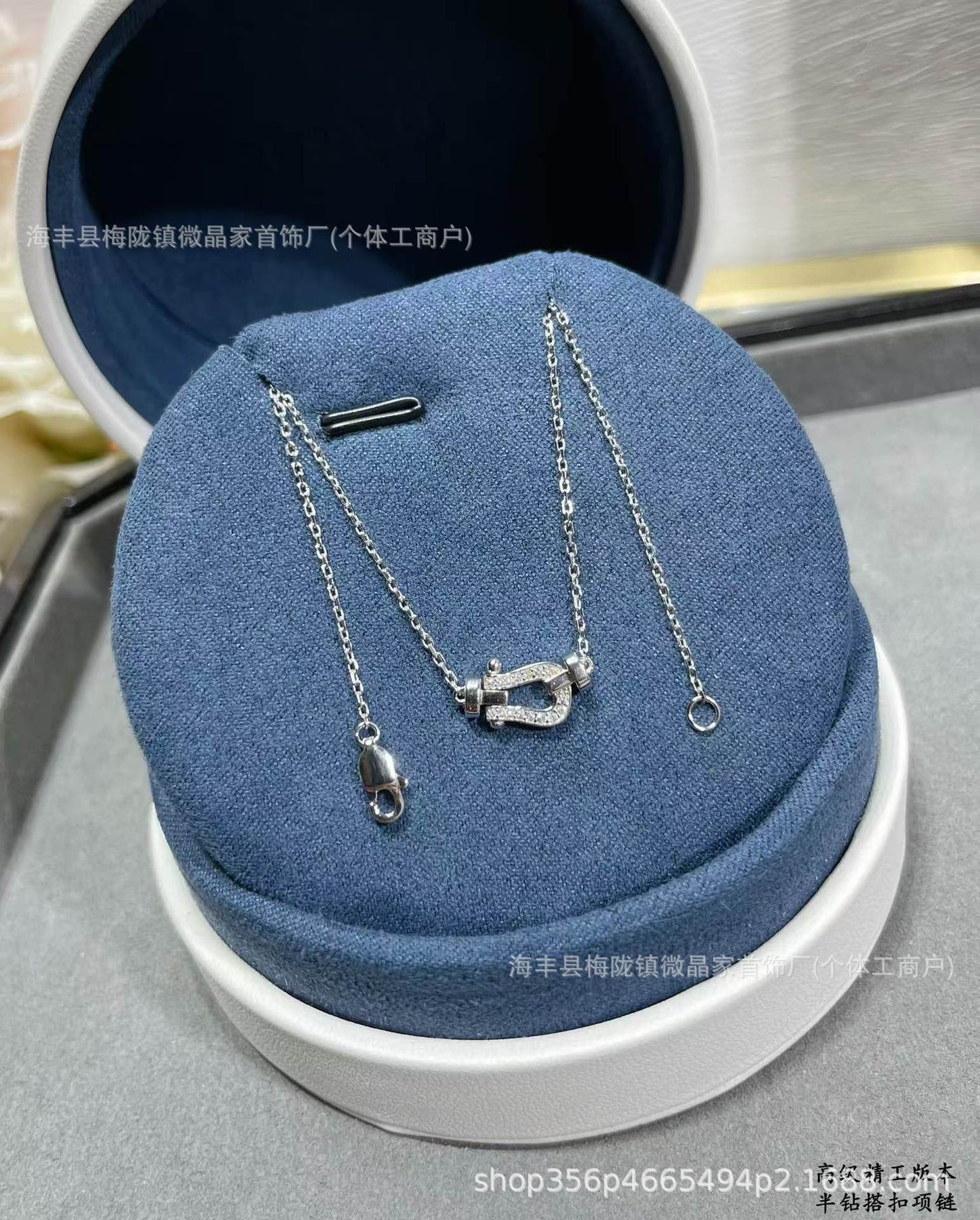 费雷德高版本fred马蹄项链S925银镀18K厚金镶钻航海项链厂家直销