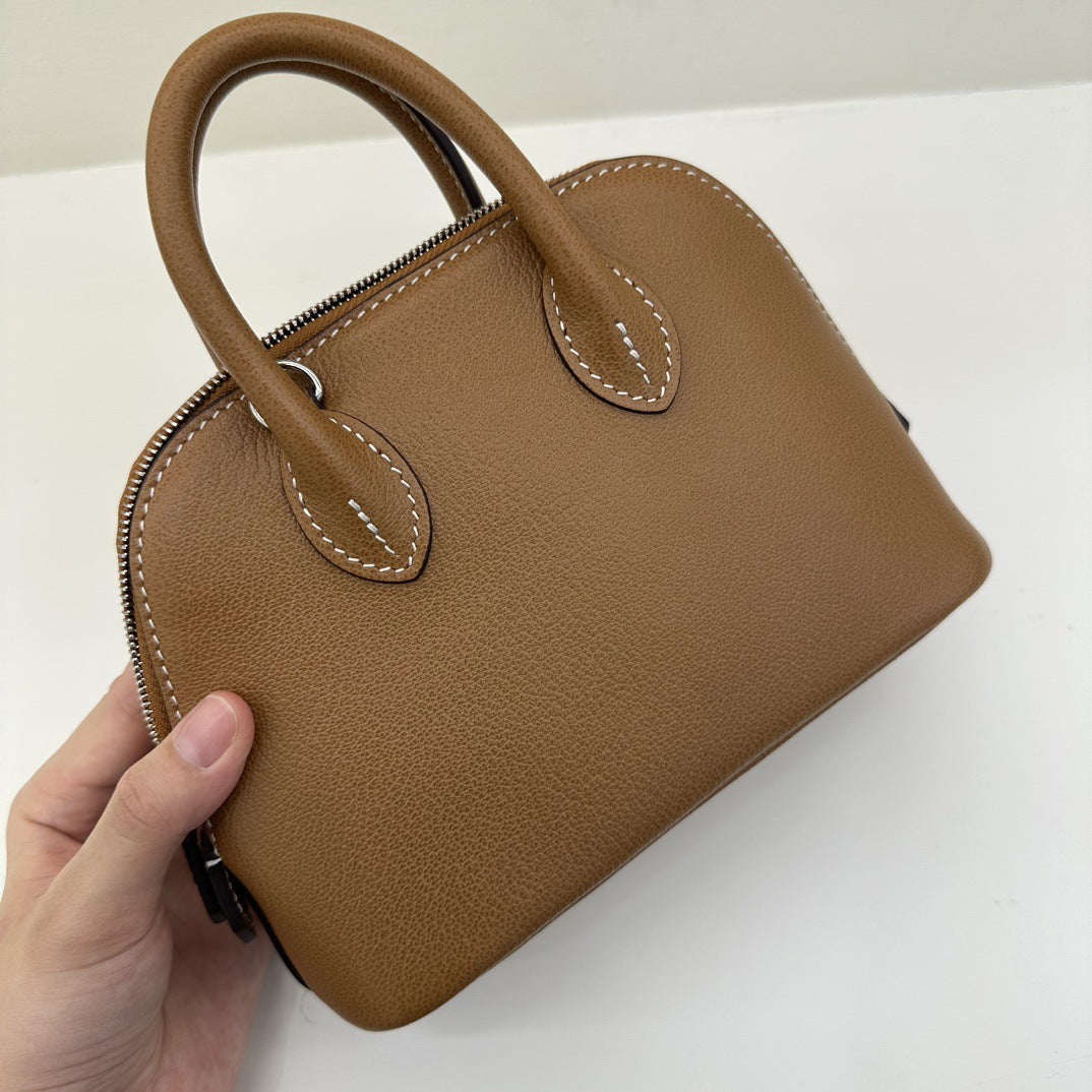 日韩潮包ins真皮手提百搭 手掌纹真皮贝壳包通勤质感包女一件代发