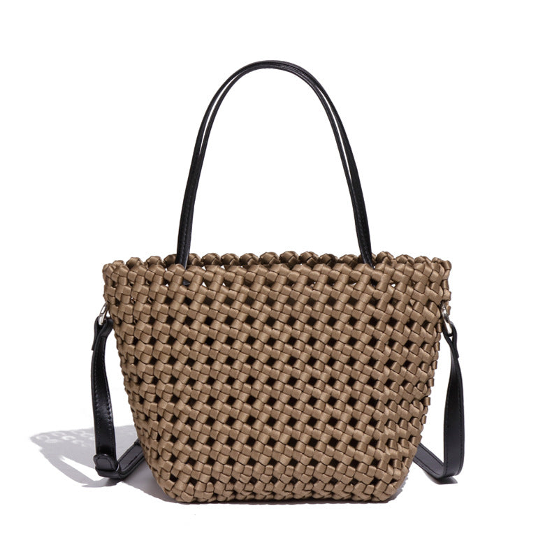 工厂批发菜篮子水桶包风车结手工编织包简约大容量子母单肩斜挎包