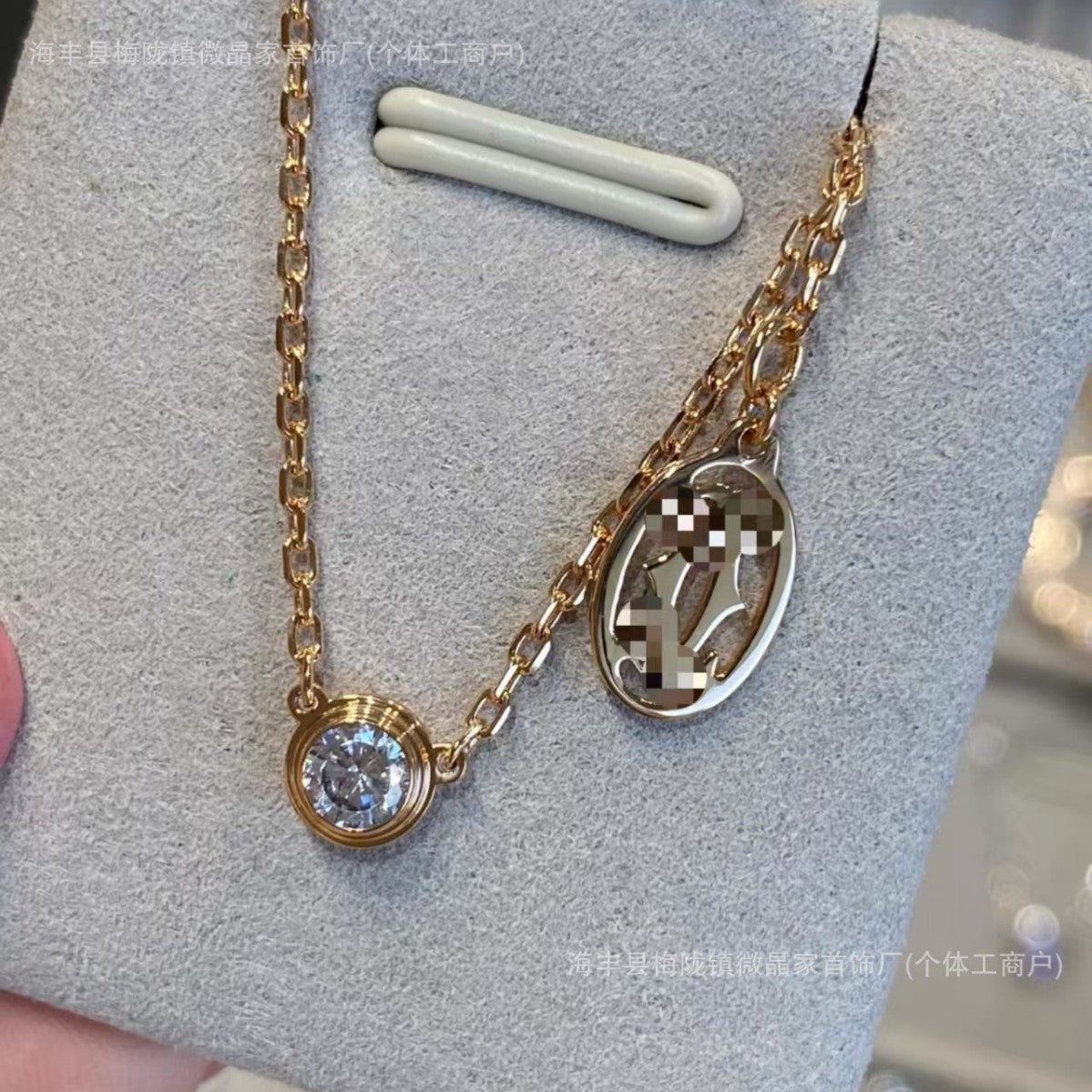 卡家高版小飞碟项链S925银镀18K玫瑰金单钻项链CNC精工厂家直销