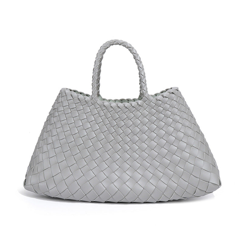 跨境潮流复古大容量手提女包手工编织子母包通勤商务单肩托特包包