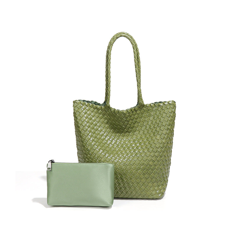 韩版潮流大容量单肩腋下包手工编织女包大容量休闲子母手提托特包