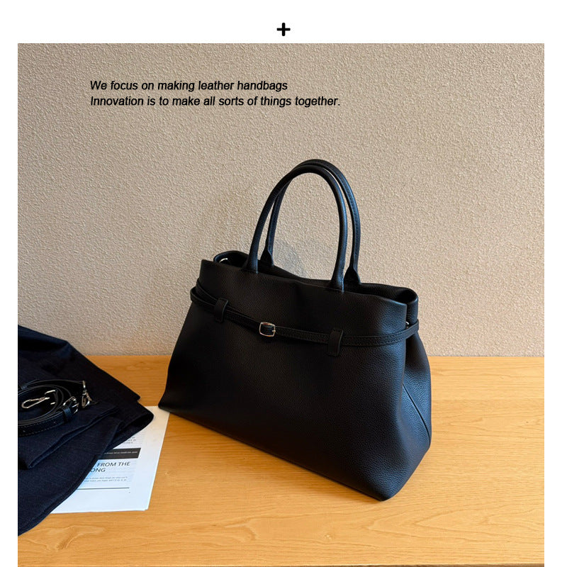 高级togo头层牛皮轻奢复古通勤包2024新款大容量手提包托特包包女