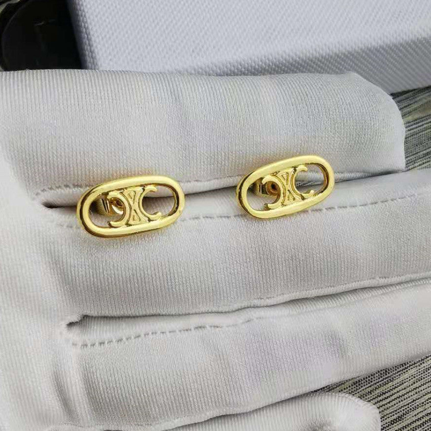 赛家新款耳钉手链项链复古凯旋门简约百搭冷淡风耳饰双层耳环手链