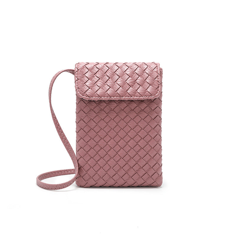 包包女2024新款韩版迷你编织可爱手机包零钱包单肩斜挎包一件代发