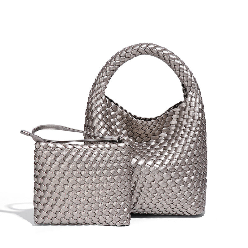 女包工厂2025新品手工编织包包女单肩斜挎腋下手提时尚子母托特包