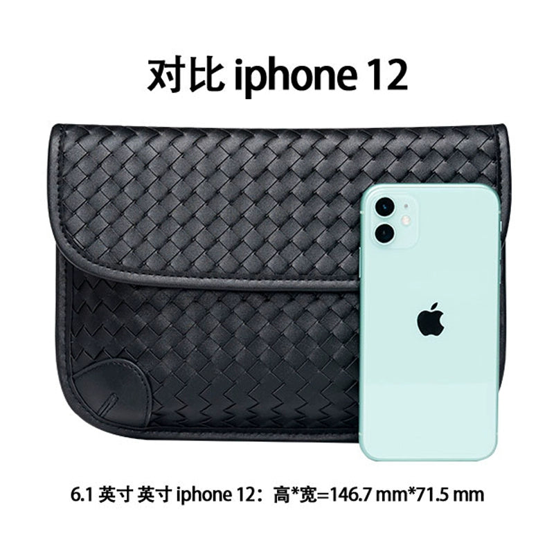 x&bv男士胸包真皮时尚小背包编织男包单肩包头层牛皮多功能斜挎包