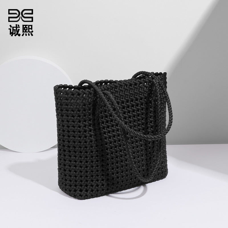 厂家新款镂空手提子母包风车结菜篮编织包原宿风文艺女单肩腋下包