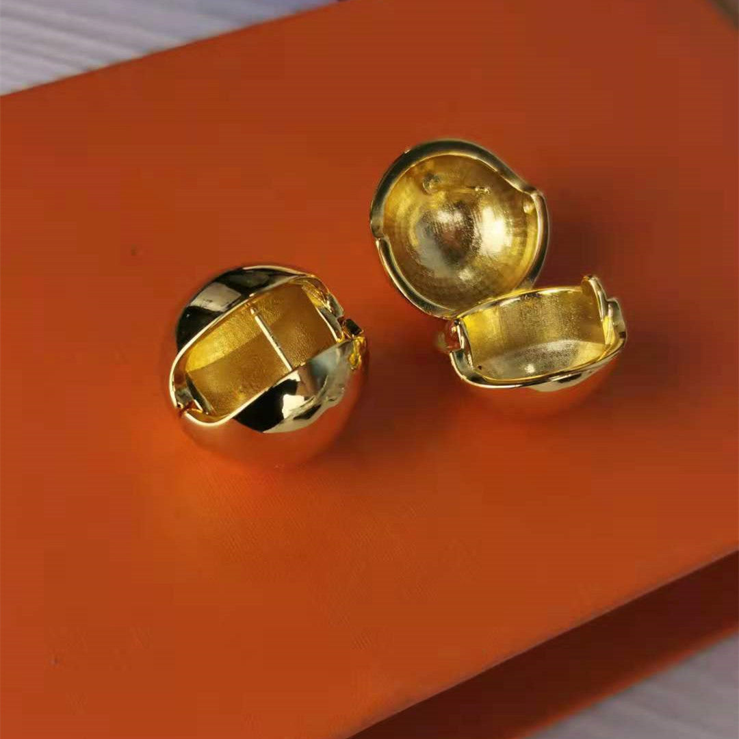 赛家2021新款耳环圆圈球形光身镀金高级感极简风气质珐琅圆球耳扣